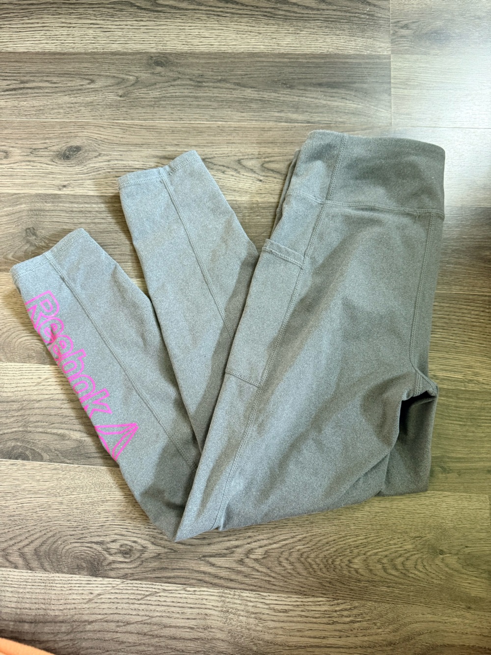 Reebok Kids Gray Joggers with Pink Logo